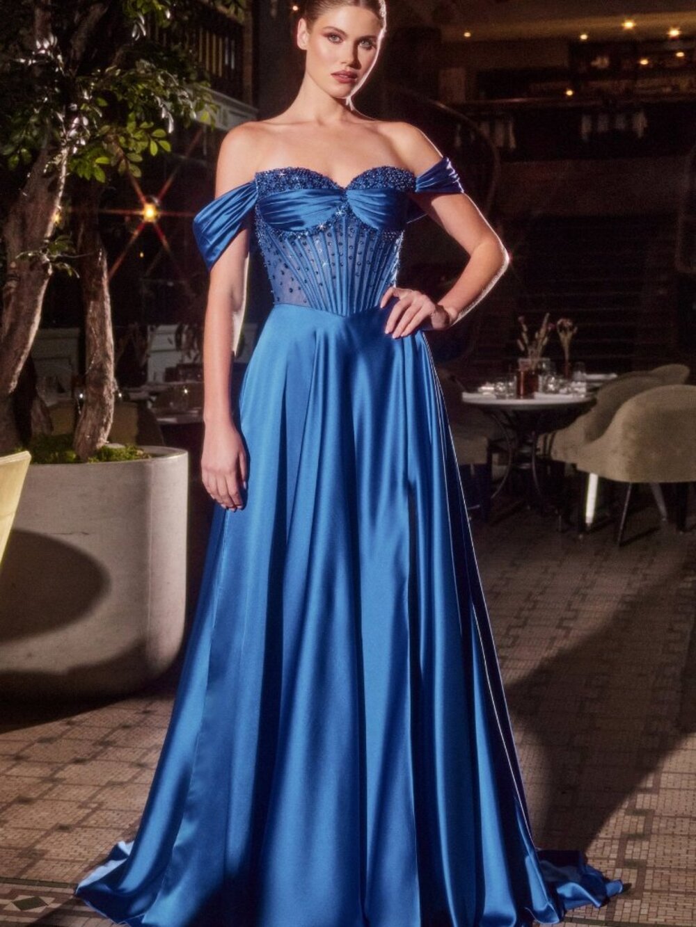 NEW ROYAL Evening Gown Floor Length Formal Elegant Stunning CD297